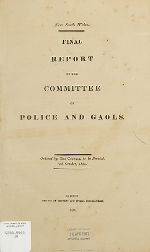 New South Wales : final report of the Committee on Poli...