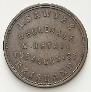 Item 2876: J. Sawyer penny token, 1864
