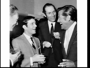 Show business reception for English comedian Norman Wis...