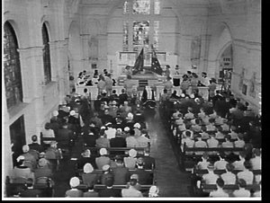 Anzac Day ceremony, 1958, at Riverview College