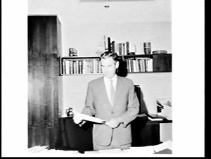 Portrait of mining executive Bruce Smith in his office