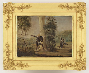 Aboriginal Hunting Kangaroos, 1840s / painted by an unk...