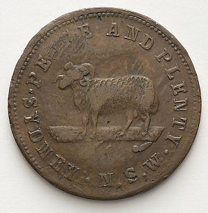 Item 3696: [Whitty & Brown] penny token, [ca. 1860]