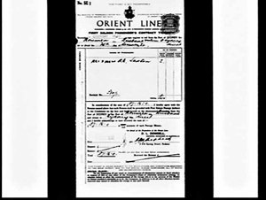 APA studio photograph of Orient Lines' contract note fo...