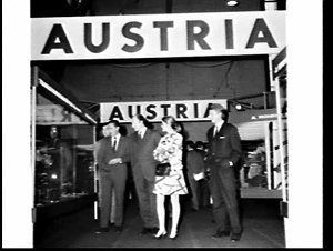Visitors at Austrian stand at a trade fair, Sydney Show...