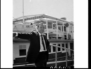 Mr. Byrne and the new ferry restaurant Lady Scott, Circ...