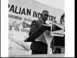 Official raising of the Export pennant by Thomas Lewis,...