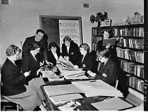 Class in the library, Methodist Deaconess College, Leic...