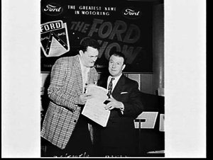 Frank Marlow (left), comedian, on the Ford Show