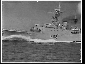 HMAS Quickmatch, off Sydney, under speed trials after r...