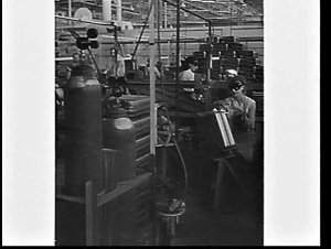 Welding jerry cans at the Rheem factory, Rydalmere