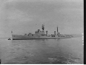 HMNZS Royalist (cruiser) and HMNZS Otego (frigate) visi...