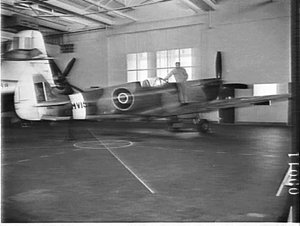 Aubrey Oates and Spitfire fighter plane, Sydney Technic...
