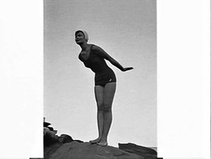 Jantzen swimsuits for 1961 modelled at a Sydney beach