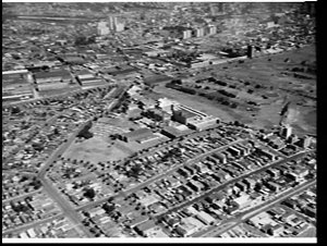 Aerial view of W.D. & H.O. Wills tobacco factory and su...