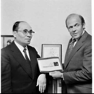 Businessmen Ken Rathgen of Castle Hill and Japanese Tsa...