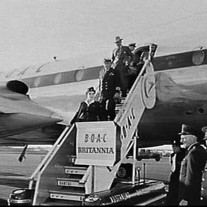 BOAC Bristol Britannia arriving at Mascot
