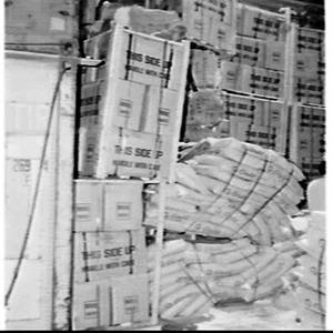 Damaged cargo and container from Brazil, Wharf no. 10, ...
