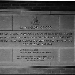 Plaque commemorating official opening of the War Memori...