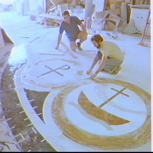 Constructing a terrazzo floor for a church (possibly St...