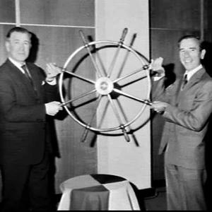 P. & O. Line presents the ship's wheel from the liner H...