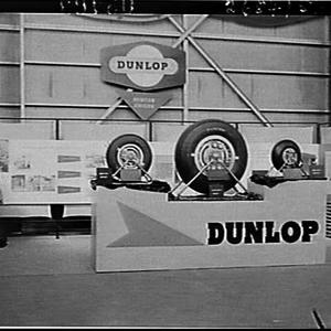 Dunlop exhibit showing wheels and tyres of Vampire, Can...