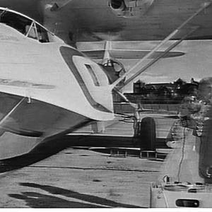 Launch of Airlines of NSW Catalina amphibious aeroplane...