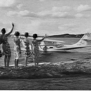 Launch of Airlines of NSW Catalina amphibious aeroplane...