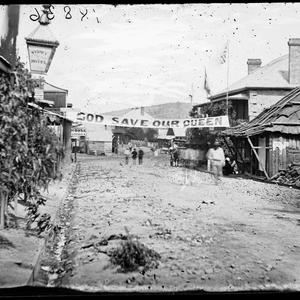 Clarke Street north from the Sydney Hotel, decorated fo...