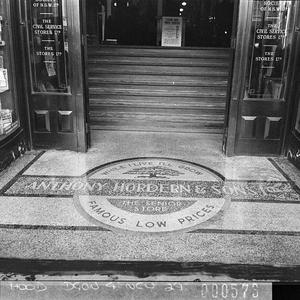 Entrance to Anthony Hordern's store; terrazzo mosaic pa...