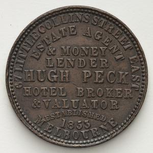 Item 2690: Hugh Peck penny token, [1862]