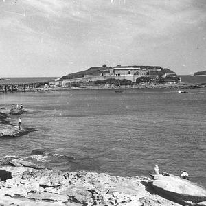 View of Bare Island at La Perouse, showing causeway to mainland