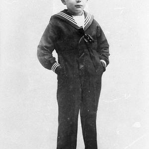 Studio portrait of small boy in sailor uniform (sailor ...