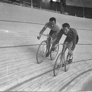 Bike riders at Sports Arena (taken for Bruce Small Ltd)...