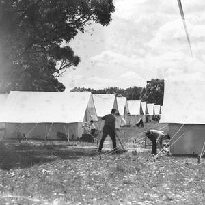 Tending the rows of tents