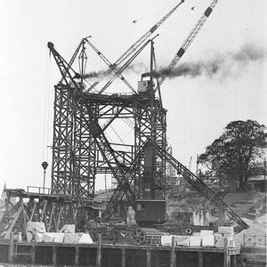 Some of the early steelwork of the southern approach
