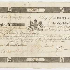 Item 639: Bank of Australia, ticket for partitioning lo...