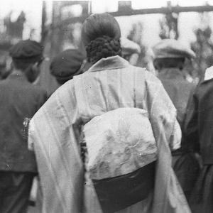 Japanese girl, obi, traditional kimono, neck covered
