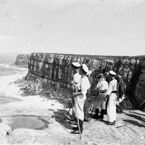 WWI Naval Reserve cadets, on rock climbing exercise at ...