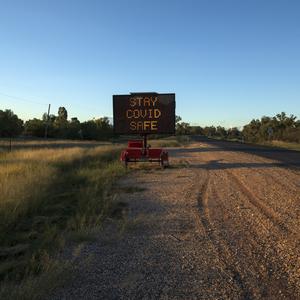 Item 24: Roadside Covid-19 safety sign at Walgett, New ...