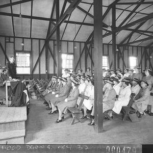 Meeting of St John Ambulance women in uniform in the le...