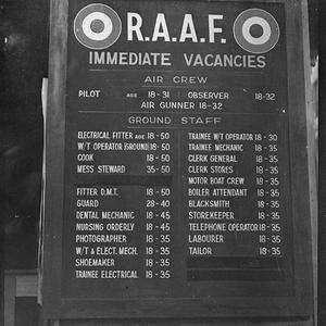 RAAF Immediate Vacancies board