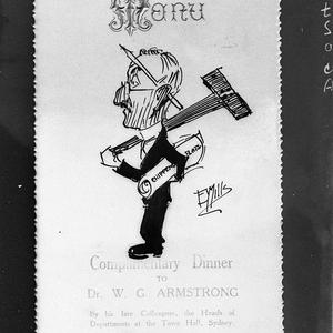 E.Y. Mills' caricature on menu card of the complimentar...