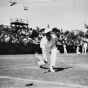 Tennis player E.G. Maier of Spain plaing at White City