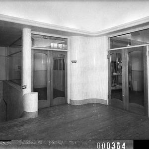 Entrance foyer with sign, "To Air Raid Shelter", Paling...