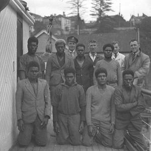 The crew of the "Dessikoko". Fijian seamen with their o...