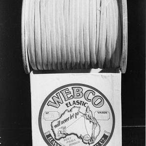 Advertisement, rolls of "Webco" elastic webbing