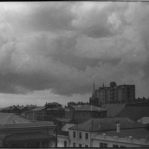 Storm over Newcastle: buildings in city area