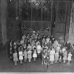 Children singing hymns, Assembly Hall