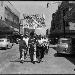 Miners marching in Hunter Street, Newcastle, in protest...